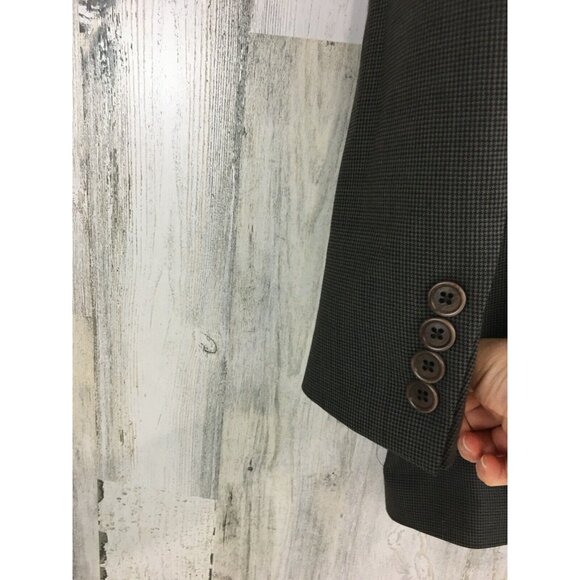 Brooks Brothers 346 Stretch Mens Two Button Blazer Jacket Brown Houndstooth 42 L - Picture 7 of 16